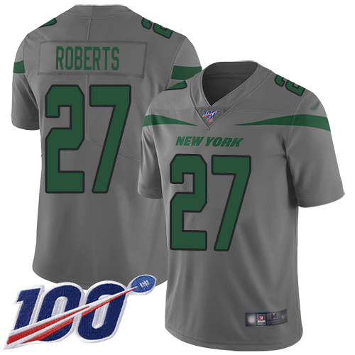 New York Jets Limited Gray Youth Darryl Roberts Jersey NFL Football #27 100th Season Inverted Legend